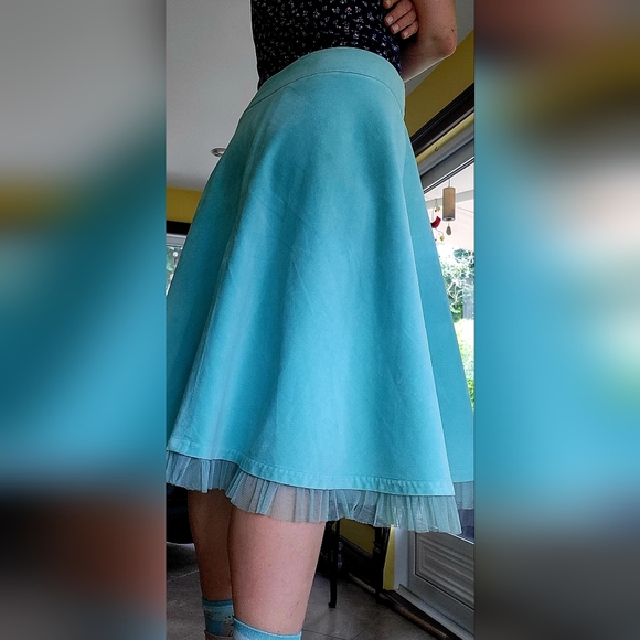 Aqua circle skirt vintage style 50's - Picture 9 of 16
